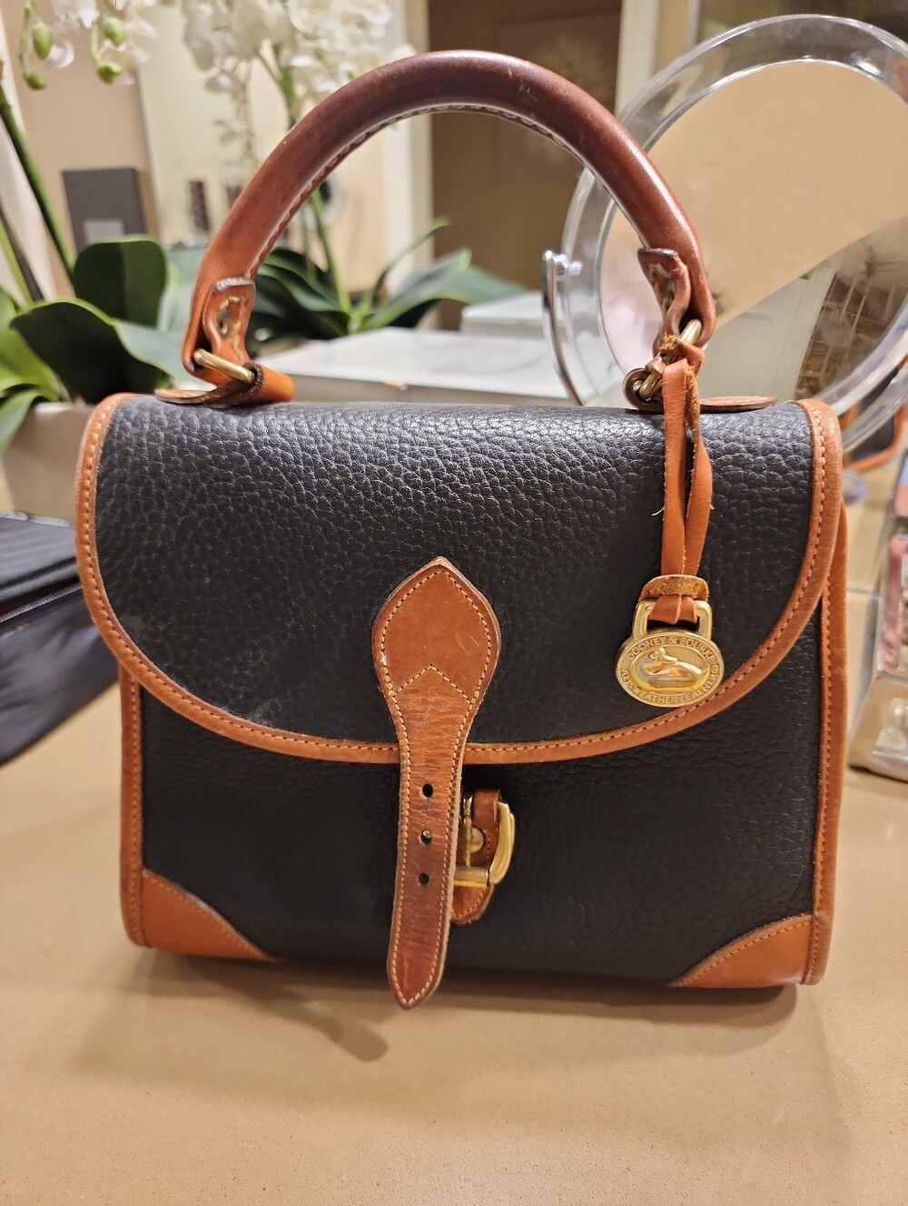 Dooney & Bourke Classic Black & Tan Leather Bag